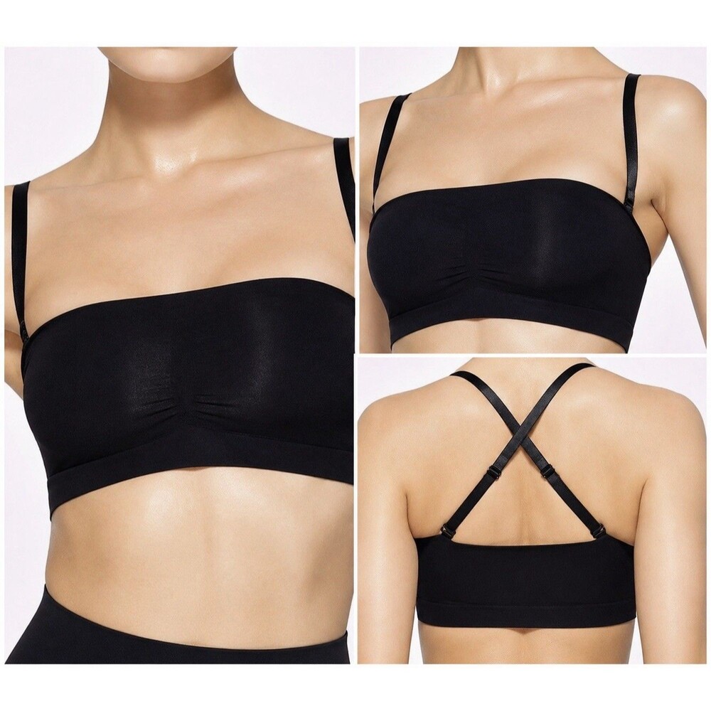 Skims Fits Everybody Bandeau Onyx Black Adjustable Bra Bralette Women’s Small